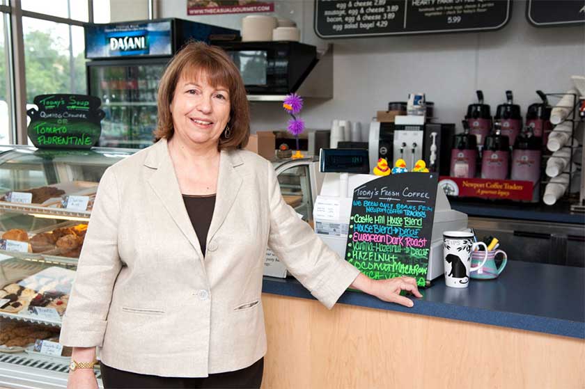 Olive Chase, founder and president of The Casual Gourmet, at The Casual Gourmet Express in the lobby of Cape Cod Hospital