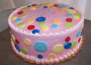 Pink polka dot birthday cake